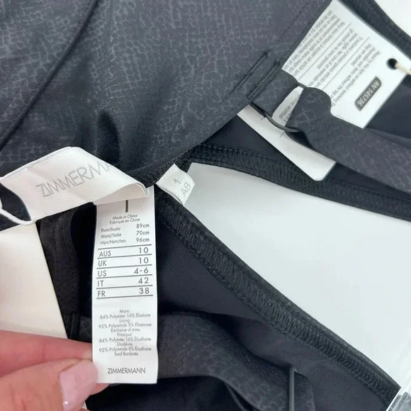 NWT Zimmermann Swim Snake animal print one piece swimsuit Black AU 1 US 4-6 - Picture 6 of 8